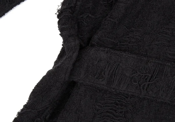 ヨウジヤマモト プールオムYohji Yamamoto POUR HOMME ダメージ加工パイルニットローブカーディガン 黒3 K-92607_012
