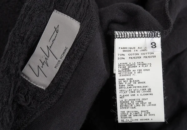 ヨウジヤマモト プールオムYohji Yamamoto POUR HOMME ダメージ加工パイルニットローブカーディガン 黒3 K-92607_016