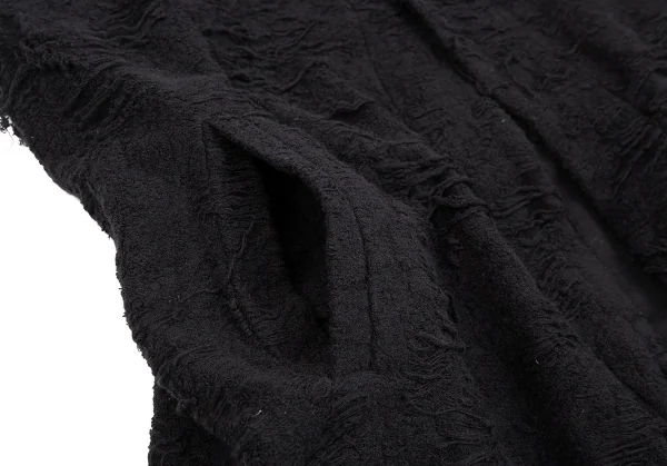 ヨウジヤマモト プールオムYohji Yamamoto POUR HOMME ダメージ加工パイルニットローブカーディガン 黒3 K-92607_007