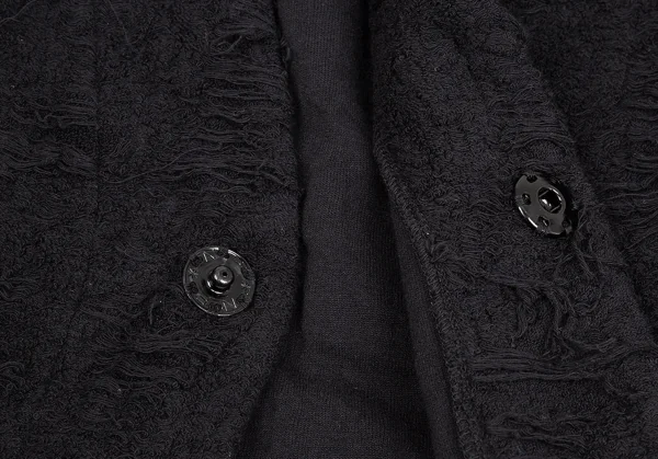 ヨウジヤマモト プールオムYohji Yamamoto POUR HOMME ダメージ加工パイルニットローブカーディガン 黒3 K-92607_008
