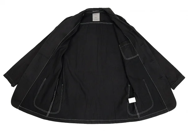ヨウジヤマモト プールオムYohji Yamamoto POUR HOMME コットンカツラギホワイトステッチジャケット 黒3 K-92609_011