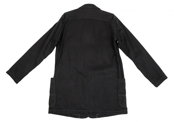 ヨウジヤマモト プールオムYohji Yamamoto POUR HOMME コットンカツラギホワイトステッチジャケット 黒3 K-92609_013