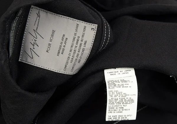 ヨウジヤマモト プールオムYohji Yamamoto POUR HOMME コットンカツラギホワイトステッチジャケット 黒3 K-92609_016