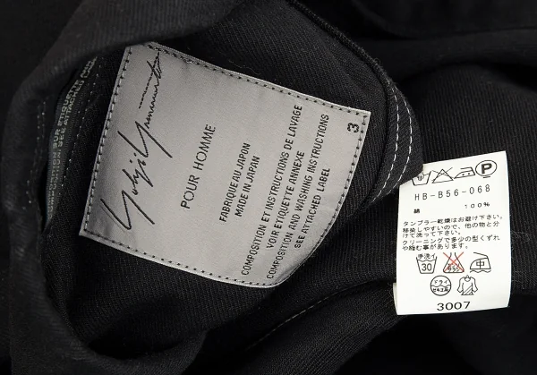 ヨウジヤマモト プールオムYohji Yamamoto POUR HOMME コットンカツラギホワイトステッチジャケット 黒3 K-92609_017