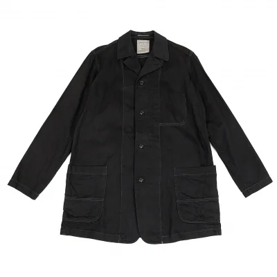 ヨウジヤマモト プールオムYohji Yamamoto POUR HOMME コットンカツラギホワイトステッチジャケット