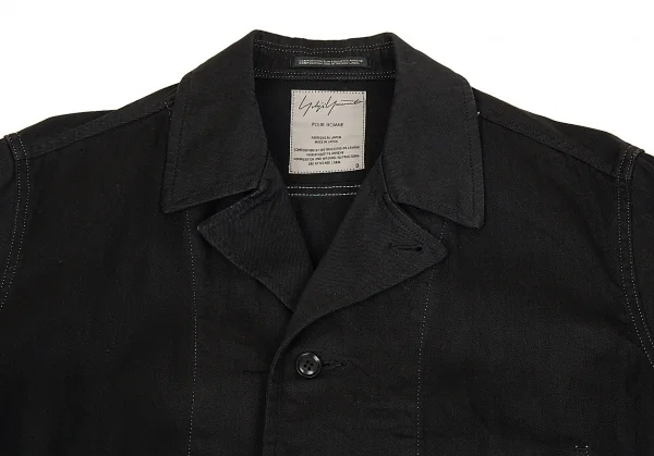 ヨウジヤマモト プールオムYohji Yamamoto POUR HOMME コットンカツラギホワイトステッチジャケット 黒3 K-92609_002