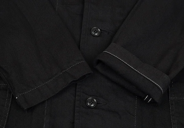 ヨウジヤマモト プールオムYohji Yamamoto POUR HOMME コットンカツラギホワイトステッチジャケット 黒3 K-92609_008