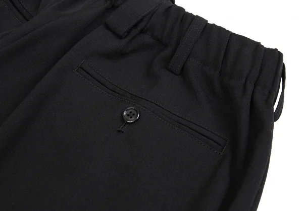 ヨウジヤマモト プールオムYohji Yamamoto POUR HOMME ウールギャバウエストゴムサスペンダーボタンパンツ 黒6 K-92651_011