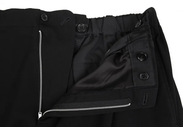 ヨウジヤマモト プールオムYohji Yamamoto POUR HOMME ウールギャバウエストゴムサスペンダーボタンパンツ 黒6 K-92651_005