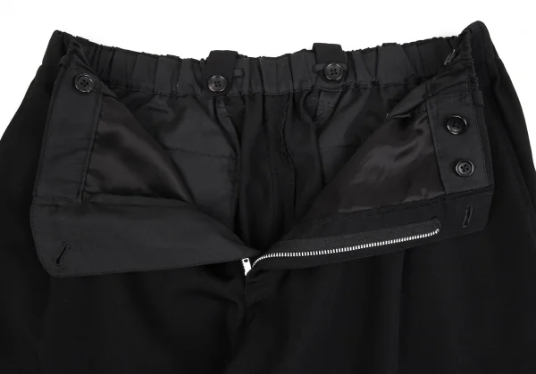 ヨウジヤマモト プールオムYohji Yamamoto POUR HOMME ウールギャバウエストゴムサスペンダーボタンパンツ 黒6 K-92651_006