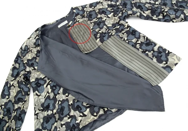 ドリスヴァンノッテンDRIES VAN NOTEN フラワープリントジャガードチャイナジャケット オフ青緑S K-92687_010