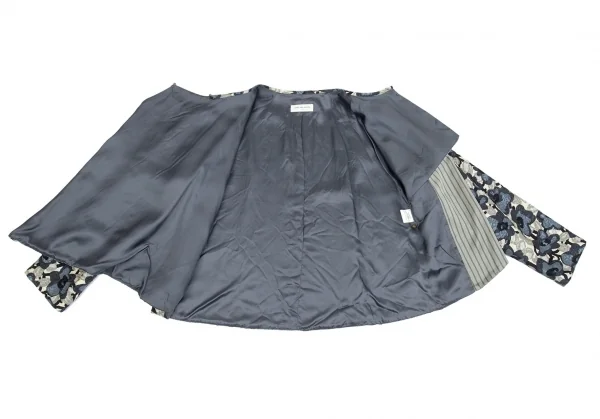 ドリスヴァンノッテンDRIES VAN NOTEN フラワープリントジャガードチャイナジャケット オフ青緑S K-92687_012