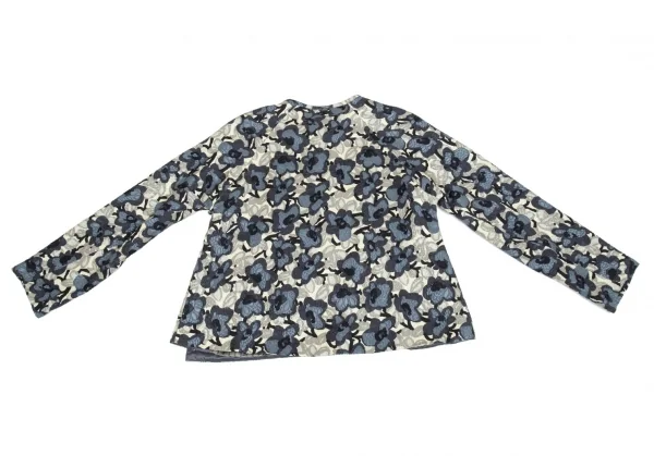 ドリスヴァンノッテンDRIES VAN NOTEN フラワープリントジャガードチャイナジャケット オフ青緑S K-92687_013
