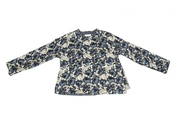 ドリスヴァンノッテンDRIES VAN NOTEN フラワープリントジャガードチャイナジャケット オフ青緑S K-92687_002