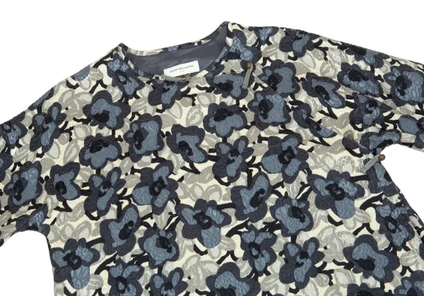 ドリスヴァンノッテンDRIES VAN NOTEN フラワープリントジャガードチャイナジャケット オフ青緑S K-92687_003