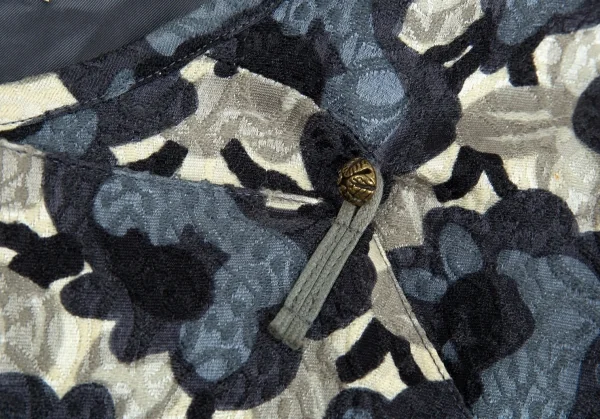 ドリスヴァンノッテンDRIES VAN NOTEN フラワープリントジャガードチャイナジャケット オフ青緑S K-92687_005