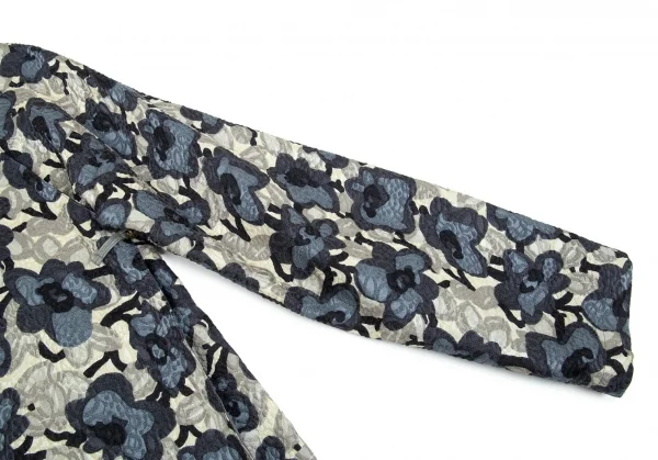 ドリスヴァンノッテンDRIES VAN NOTEN フラワープリントジャガードチャイナジャケット オフ青緑S K-92687_006