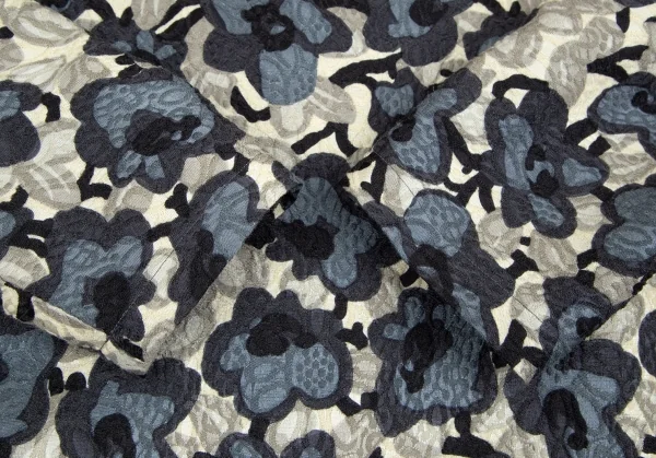 ドリスヴァンノッテンDRIES VAN NOTEN フラワープリントジャガードチャイナジャケット オフ青緑S K-92687_007