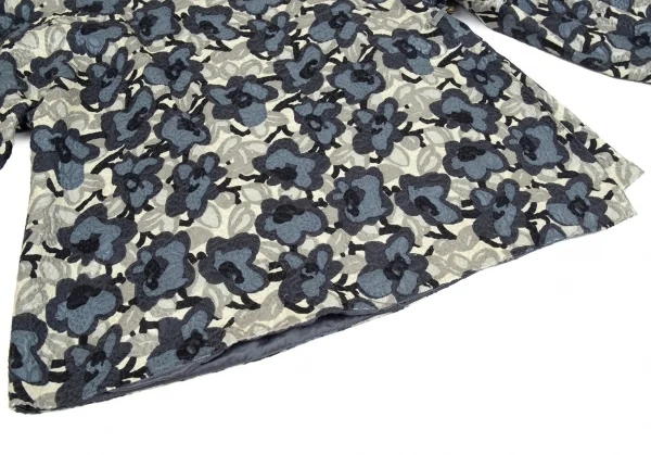 ドリスヴァンノッテンDRIES VAN NOTEN フラワープリントジャガードチャイナジャケット オフ青緑S K-92687_009