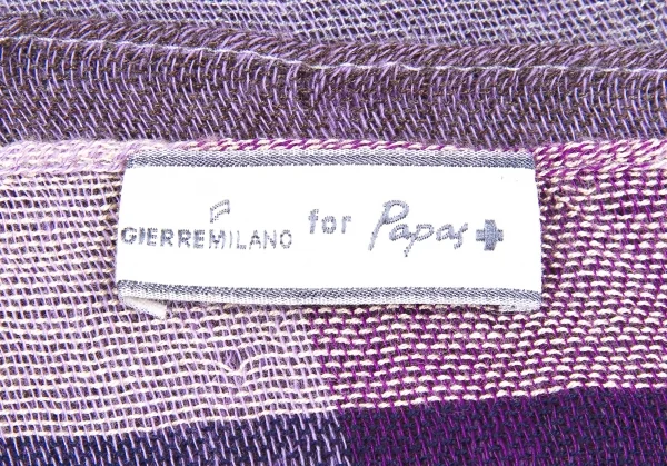 ジエッレ ミラノ フォー パパスプラスGIERREMILANO for Papas+ チェック3枚接ぎストール 紫紺他 K-92725_010