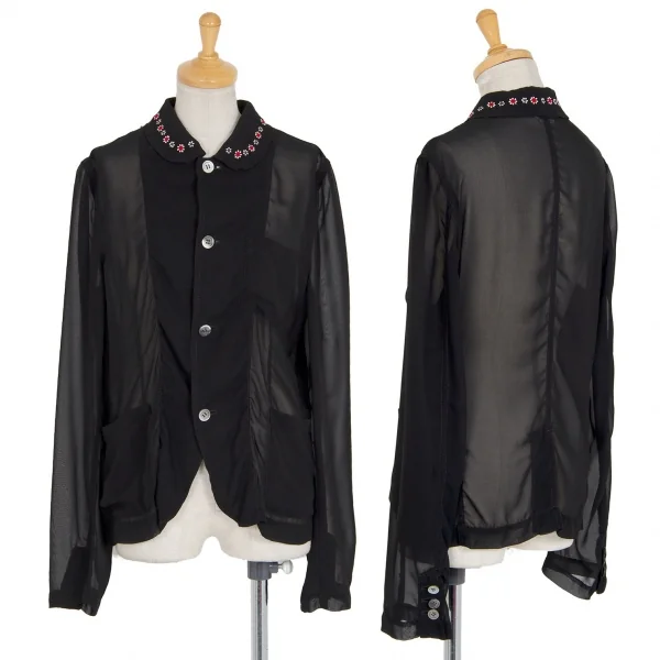 コムコム コムデギャルソン×ジュープ バイ ジャッキーCOMME des GARCONS×Jupe BY JACKIE フラワー刺繍ラウンドカラーセットアップ 黒M/S K-92731_002