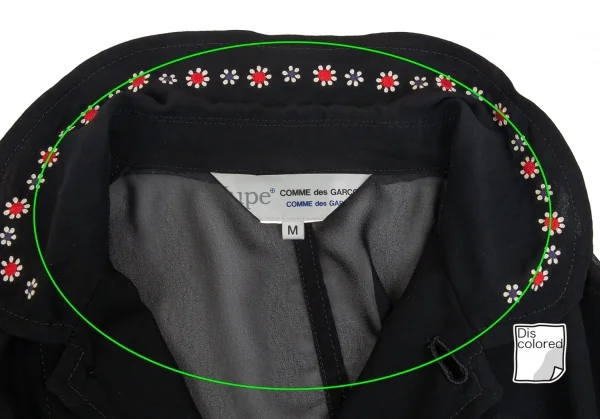 コムコム コムデギャルソン×ジュープ バイ ジャッキーCOMME des GARCONS×Jupe BY JACKIE フラワー刺繍ラウンドカラーセットアップ 黒M/S K-92731_005