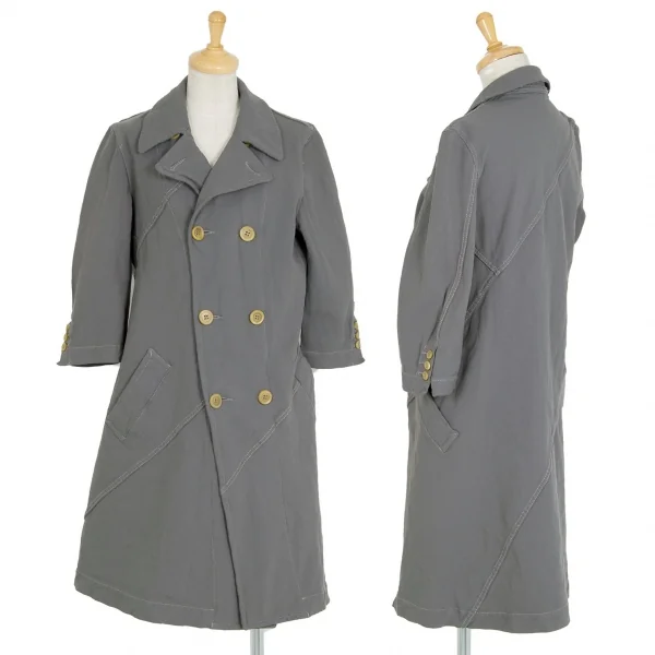コムコム コムデギャルソンCOMME des GARCONSポリ斜行切替ロングジャケット グレーM K-92744_001