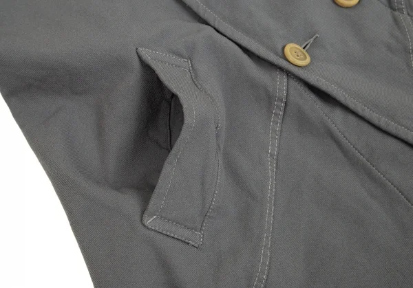 コムコム コムデギャルソンCOMME des GARCONSポリ斜行切替ロングジャケット グレーM K-92744_010