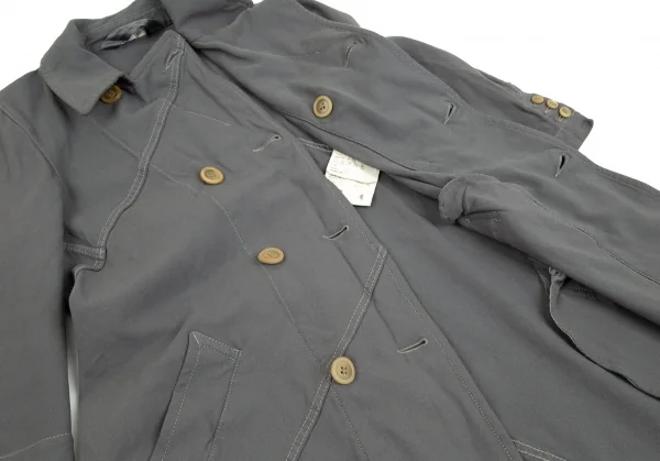コムコム コムデギャルソンCOMME des GARCONSポリ斜行切替ロングジャケット グレーM K-92744_011