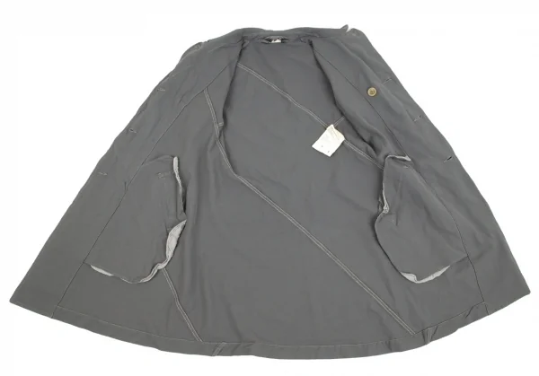 コムコム コムデギャルソンCOMME des GARCONSポリ斜行切替ロングジャケット グレーM K-92744_012