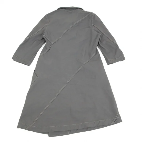 コムコム コムデギャルソンCOMME des GARCONSポリ斜行切替ロングジャケット グレーM K-92744_013