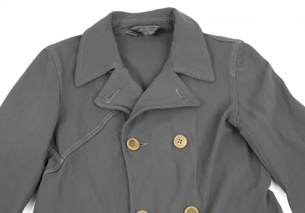 コムコム コムデギャルソンCOMME des GARCONSポリ斜行切替ロングジャケット グレーM K-92744_003