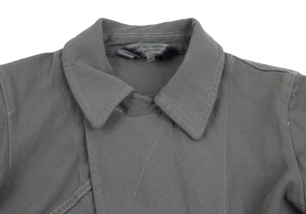 コムコム コムデギャルソンCOMME des GARCONSポリ斜行切替ロングジャケット グレーM K-92744_006