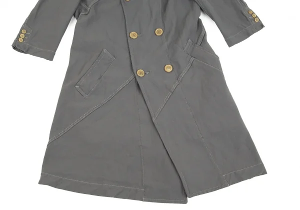 コムコム コムデギャルソンCOMME des GARCONSポリ斜行切替ロングジャケット グレーM K-92744_009