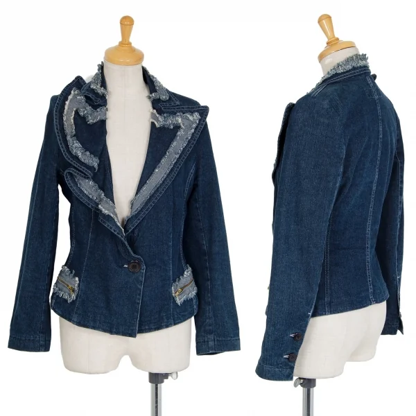 ソニアリキエルSONIA RYKIEL フリルカラーデニムジャケット インディゴ38 K-92779_001