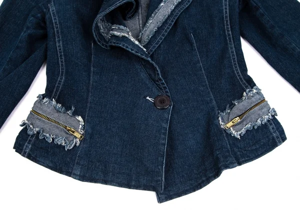 ソニアリキエルSONIA RYKIEL フリルカラーデニムジャケット インディゴ38 K-92779_010