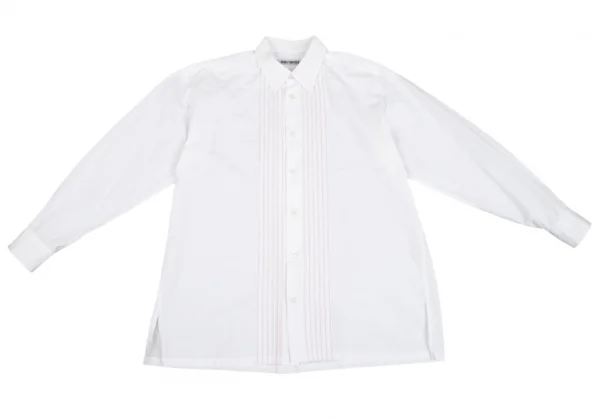 ISSEY MIYAKE Front Tuck Cotton Long Sleeve Shirt K-92800_002
