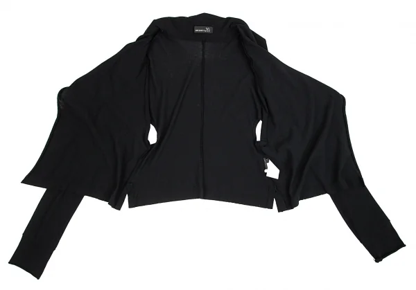 ミチコバイワイズMICHIKO by Y’s レーヨンポリ脇開きニットカーディガン 黒2 K-92806_008