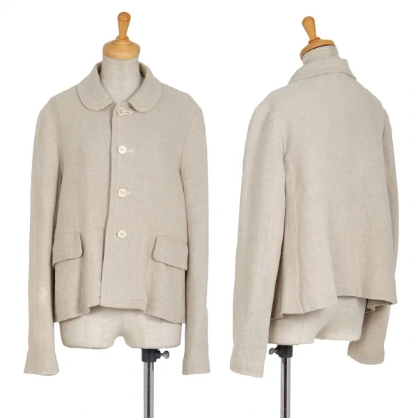 コムコム コムデギャルソンCOMME des GARCONS粗織りリネンラウンドカラージャケット ベージュM K-92876_001