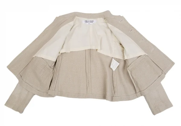 コムコム コムデギャルソンCOMME des GARCONS粗織りリネンラウンドカラージャケット ベージュM K-92876_011