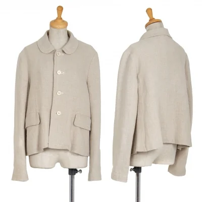 コムコム コムデギャルソンCOMME des GARCONS粗織りリネンラウンドカラージャケット ベージュ