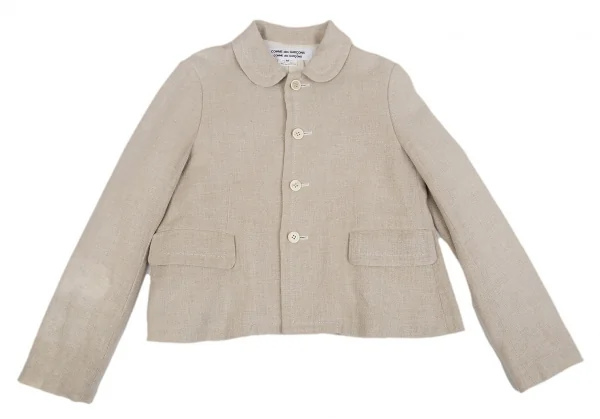 コムコム コムデギャルソンCOMME des GARCONS粗織りリネンラウンドカラージャケット ベージュM K-92876_002