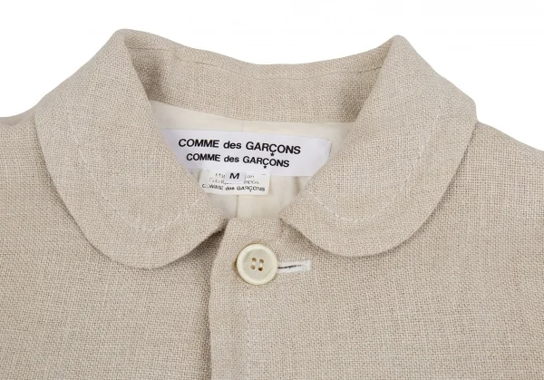 コムコム コムデギャルソンCOMME des GARCONS粗織りリネンラウンドカラージャケット ベージュM K-92876_003