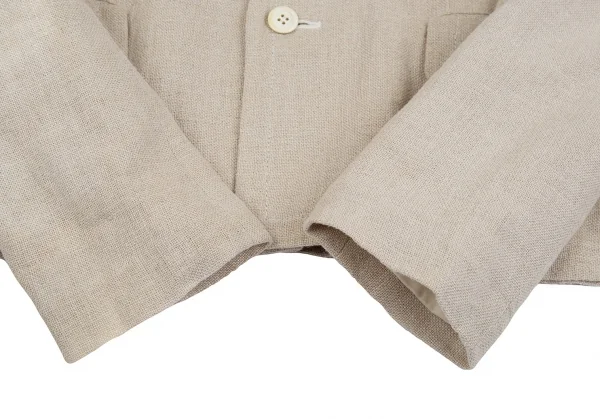 コムコム コムデギャルソンCOMME des GARCONS粗織りリネンラウンドカラージャケット ベージュM K-92876_006