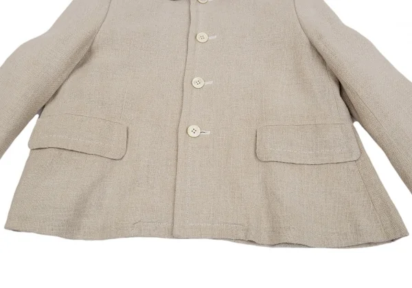 コムコム コムデギャルソンCOMME des GARCONS粗織りリネンラウンドカラージャケット ベージュM K-92876_009