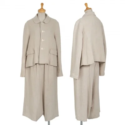 コムコム コムデギャルソンCOMME des GARCONS 粗織りリネンセットアップスーツ ベージュ