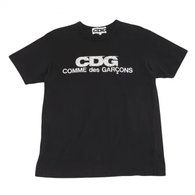 コムデギャルソンCDG ホログラムロゴプリントTシャツ 黒