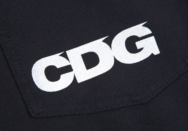 コムデギャルソンCDG バックポケットロゴプリントポリエステルヒップハングパンツ 紺M K-92904_005