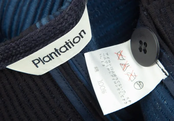 プランテーションPlantation コットンバイカラー染めプリーツジップアップジャケット 黒青M K-92941_017