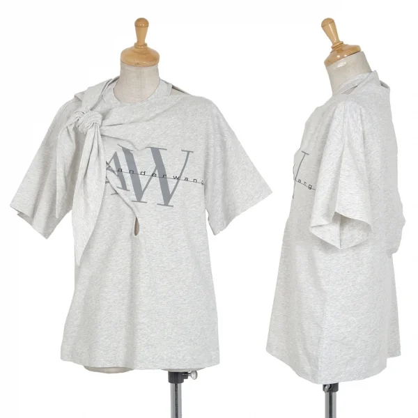 アレキサンダーワンALEXANDER WANG ロゴプリントノットデザインTシャツ ライトグレーXS K-93008_001